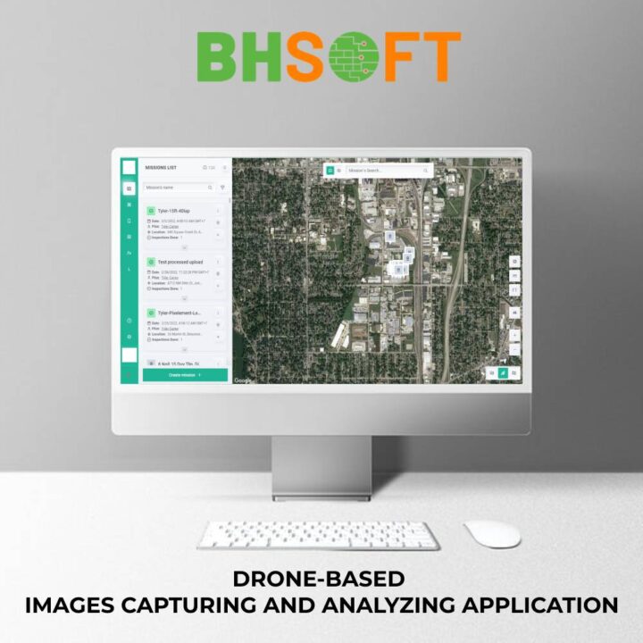 the drone-based building application interface on computer