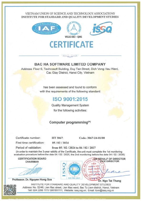 iso 9001 certified software companies