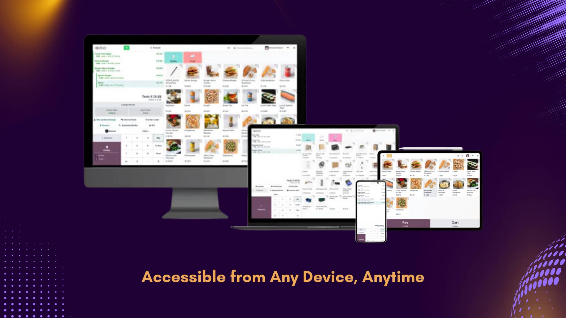 Different devices showing Odoo POS system