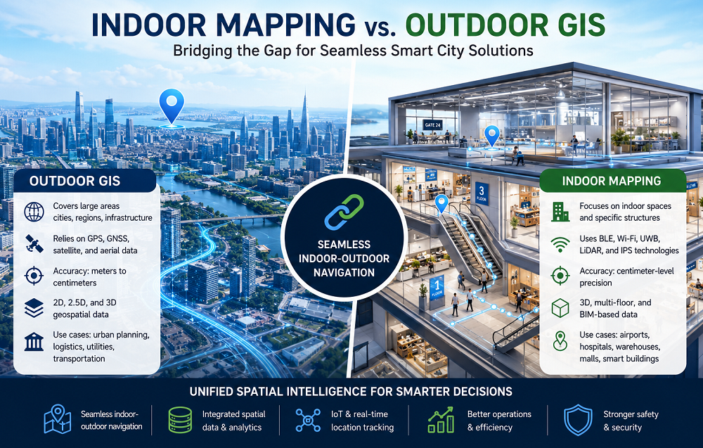 Indoor Mapping vs. Outdoor GIS: Bridging the Gap for Smart Cities